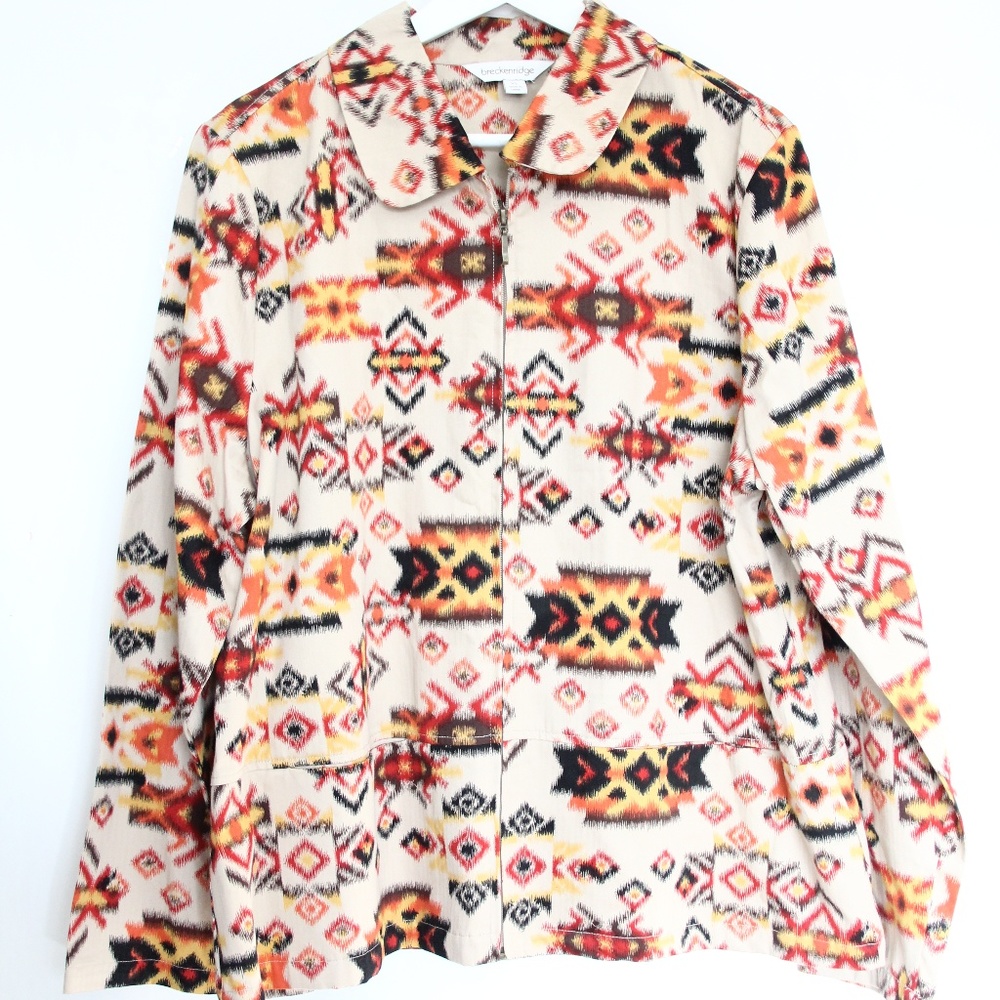 Breckenridge Women Fall Jacket New sz XL Southwest print Coat Aztec